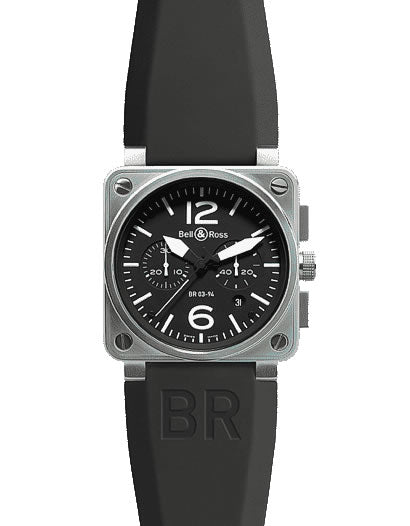 Bell & Ross Men`s BR-03-94-BLK-RS-SR Chronograph Carbon Finished