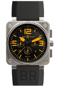 Bell & Ross Men`s BR01-94TO Chronograph Black/Orange Dial