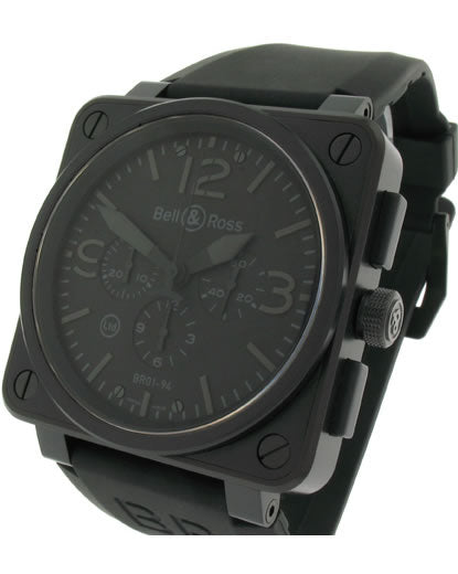 Bell & Ross Men`s BR-01-94-BLK-SBLA Chronograh Phantom Black Dial