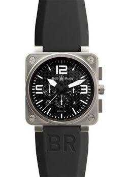 Bell & Ross Men`s BR01-94-T Chronograph Titanium Rubber Strap