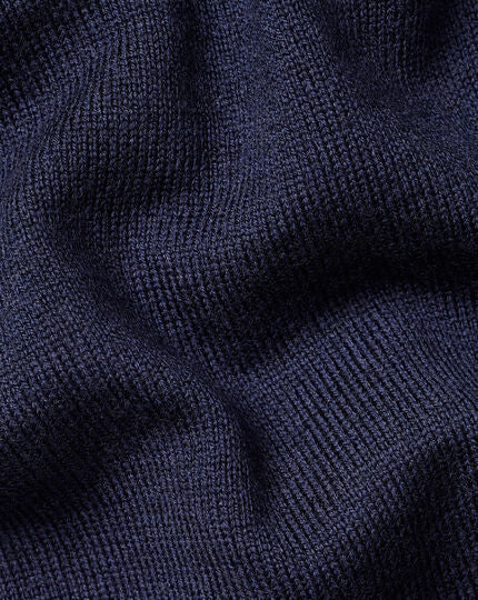 Merino Shirt Cardigan - Navy