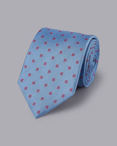 Silk Floral Tie - Sky Blue