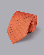 Load image into Gallery viewer, Stain Resistant Polka Dot Silk Tie - Orange
