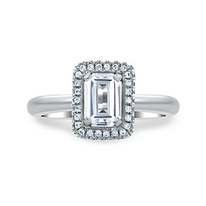 Natalie K 14K White Gold Emerald Cut Delicate Pave Engagement Ring MES673-test18