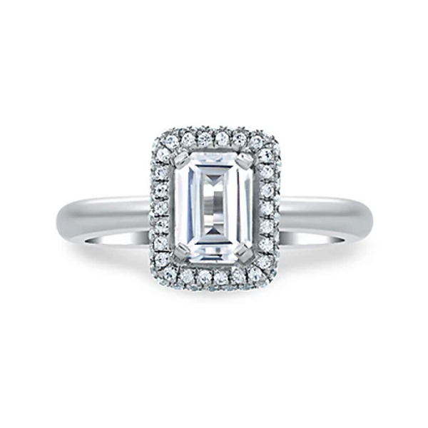 Natalie K 14K White Gold Emerald Cut Delicate Pave Engagement Ring MES673-test18