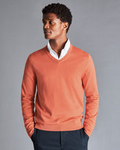 Load image into Gallery viewer, Merino V-Neck Sweater - Orange
