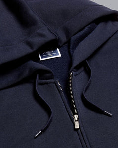 Jersey Hooded Zip Through Sweater - Navy