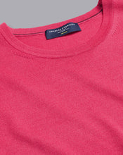 Load image into Gallery viewer, Merino Crew Neck Sweater - Bright Pink
