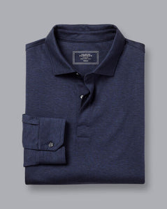 Cotton TENCEL™ Mix Long Sleeve Polo - Indigo