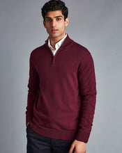 Load image into Gallery viewer, Merino Zip Neck Sweater - Burgundy
