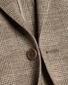 Italian Jersey Prince of Wales Check Jacket - Oatmeal