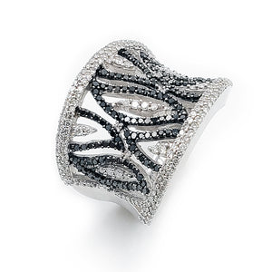 18K White Gold And Black Diamond Ring. Style: BRC12415