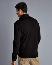 Load image into Gallery viewer, Merino Zip Neck Sweater - Black
