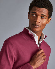Load image into Gallery viewer, Merino Zip Neck Sweater - Dark Pink
