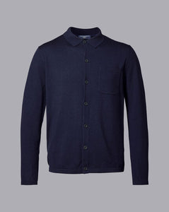 Merino Shirt Cardigan - Navy