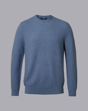 Load image into Gallery viewer, Cotton Merino Textured Crew Neck Sweater - Ocean Blue

