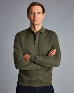 Long Sleeve Polo Sweatshirt - Olive