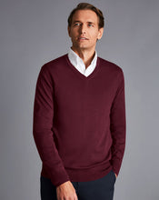 Load image into Gallery viewer, Merino V-Neck Sweater - Burgundy
