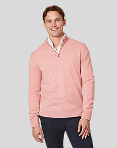 Merino Zip Neck Sweater - Light Pink