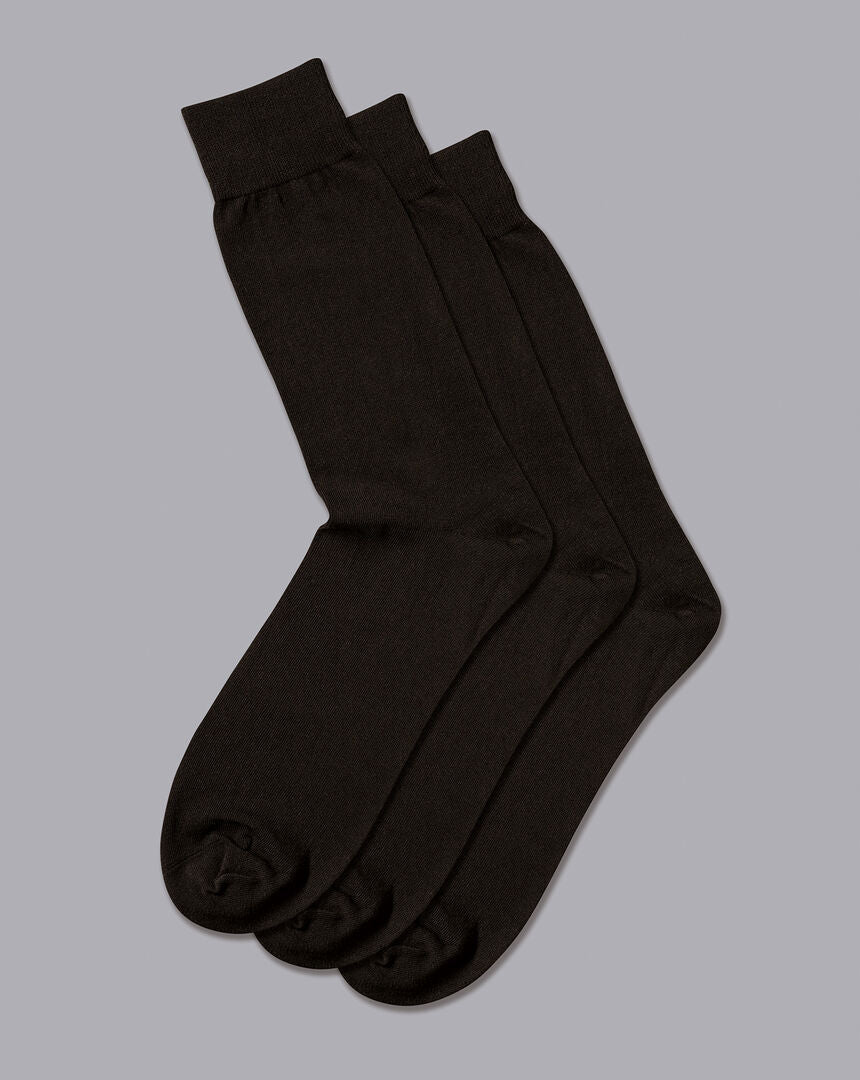 Cotton Rich 3 Pack Socks - Black