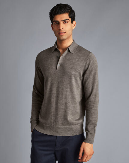 Merino Polo Sweater - Mocha