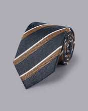 Load image into Gallery viewer, Silk Stripe Tie - Denim Blue
