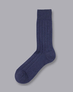 Cashmere Bed Socks - Navy