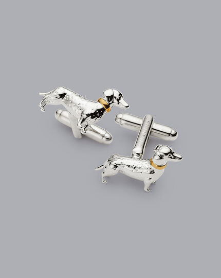 Dachshund Cufflinks - Silver Grey