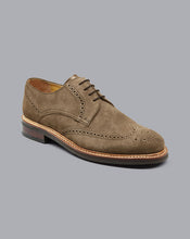 Load image into Gallery viewer, Rubber Sole Suede Derby Brogue Shoes - Taupe
