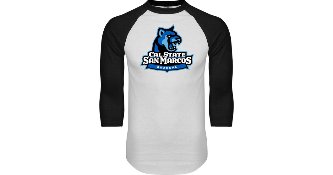 Cal State San Marcos Raglan Baseball T-Shirt Grandpa - Online Only