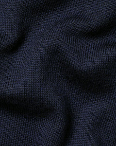 Merino Hooded Zip Through Sweater - Navy