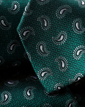 Load image into Gallery viewer, Stain Resistant Paisley Silk Tie - Teal Green
