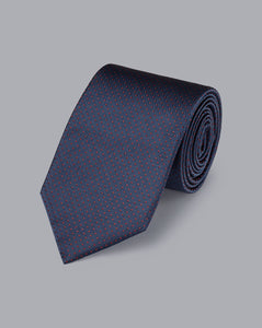 Silk Micro Spot Tie - Petrol Blue & Red