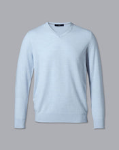 Load image into Gallery viewer, Merino V-Neck Sweater - Light Blue
