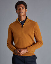 Load image into Gallery viewer, Cashmere Zip Neck Sweater - Mustard
