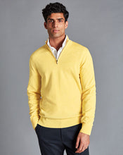 Load image into Gallery viewer, Merino Zip Neck Sweater - Lemon
