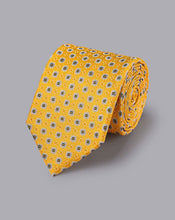 Load image into Gallery viewer, Stain Resistant Floral Silk Tie - Sunflower
