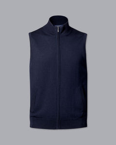 Merino Zip Through Vest - Navy