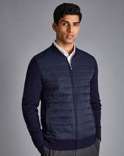 Load image into Gallery viewer, Merino Zip Through Hybrid Bomber Jacket - Navy
