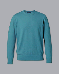 Merino Crew Neck Sweater - Teal Melange