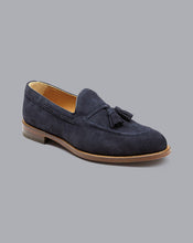Load image into Gallery viewer, Suede Tassel Loafers - French Blue
