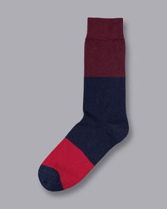 Block Stripe Socks - Wine