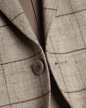 Load image into Gallery viewer, British Luxury Linen Wool Windowpane Check Jacket - Oatmeal
