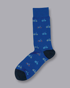 Bike Motif Socks - Cobalt Blue