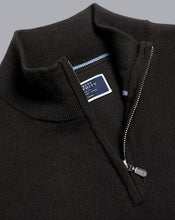 Load image into Gallery viewer, Merino Zip Neck Sweater - Black
