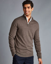 Load image into Gallery viewer, Merino Zip Neck Sweater - Mocha
