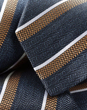 Load image into Gallery viewer, Silk Stripe Tie - Denim Blue
