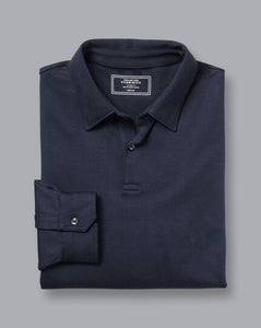 Smart Long Sleeve Jersey Polo - Navy