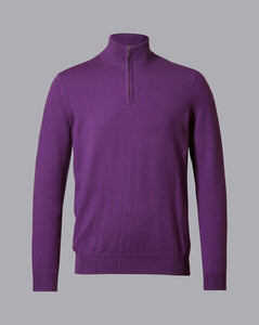 Cashmere Zip Neck Sweater - Purple