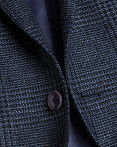 British Luxury Linen Wool Prince of Wales Check Jacket - Indigo Blue